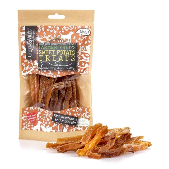 Green & Wilds sweet potato dog treats 100g, UK version