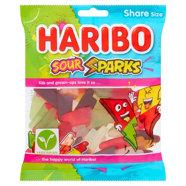 Haribo Sour Sparks Jelly Sweets Raspberry Pineapple 160g, UK version