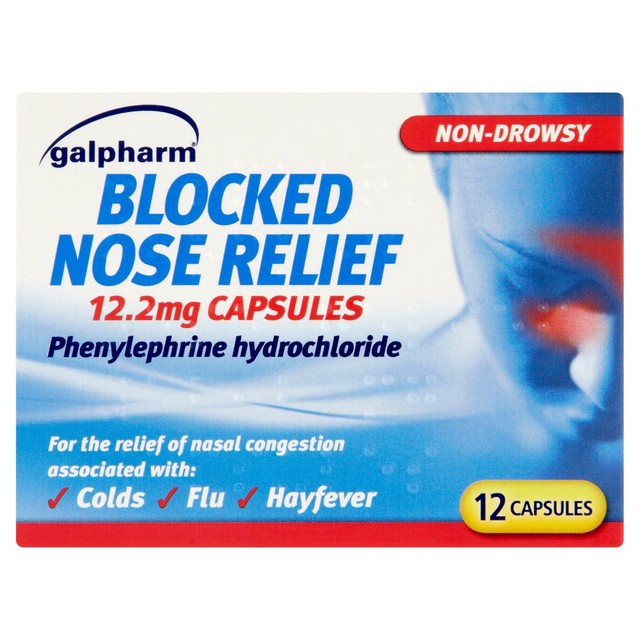 Galpharm blocked nose relief capsules 12 count, UK version