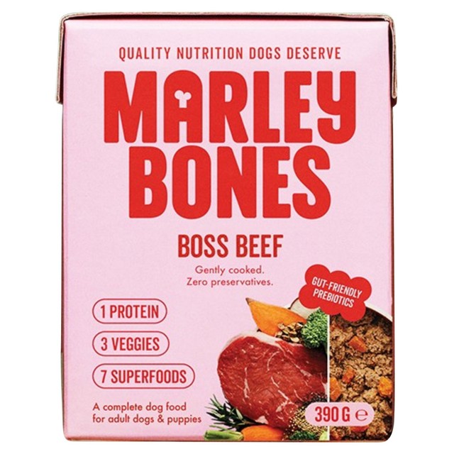 Marleybones wet dog food beef & superfoods 390g, imported from the UK