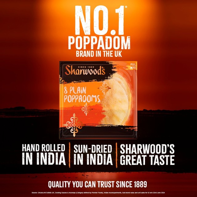 Sharwood's Plain Poppadoms 8 Pack tray (British brand)