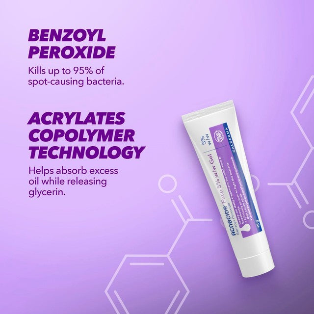 Acnecide spot treatment gel with benzoyl peroxide 15g - British product