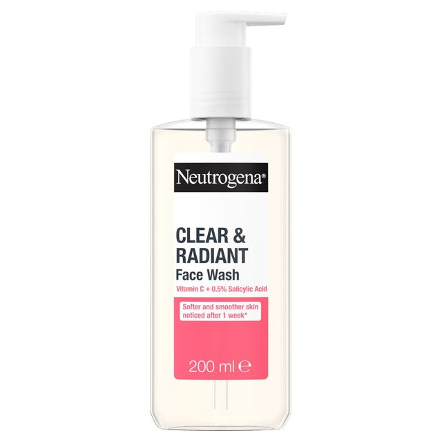Neutrogena Clear and Radiant Face Wash with Vitamin C and Salicylic Acid 200ml, imported from the UK