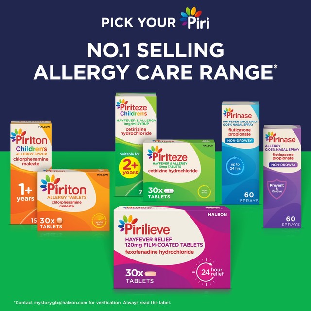 Piriteze Hayfever & Allergy Antihistamine Tablets 14 tablets, imported from the UK