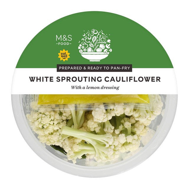 M&S white sprouting cauliflower with lemon dressing 270g, imported from the UK
