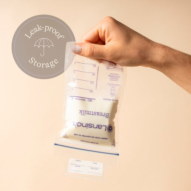 Lansinoh breastmilk storage bags with double zipper seal, UK version