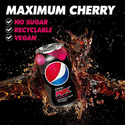 Boîtes Pepsi Max Cherry Cola sans sucre 12 x 330 ml