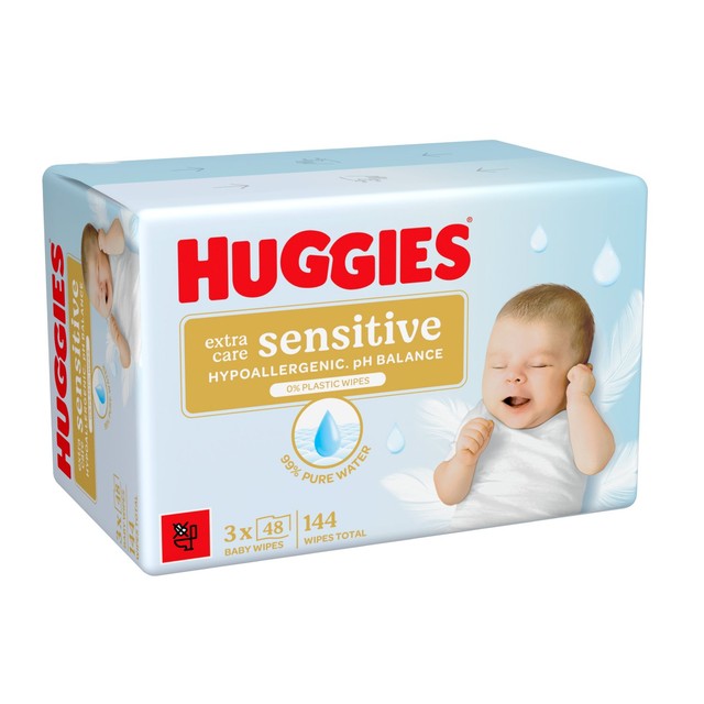 Huggies Pure Extra Sensitive baby wipes triple pack, UK version