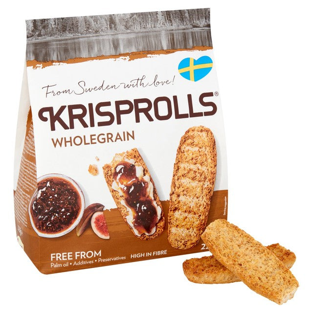 Pagen Krisprolls wholegrain crispbread 225g, imported from the UK
