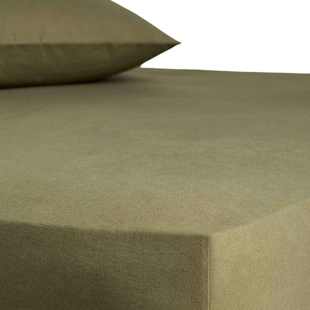 M&S pure brushed cotton fitted sheet super king olive - British product
