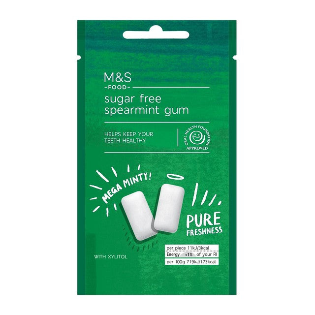 M&S sugar free spearmint chewing gum 27g, imported from the UK