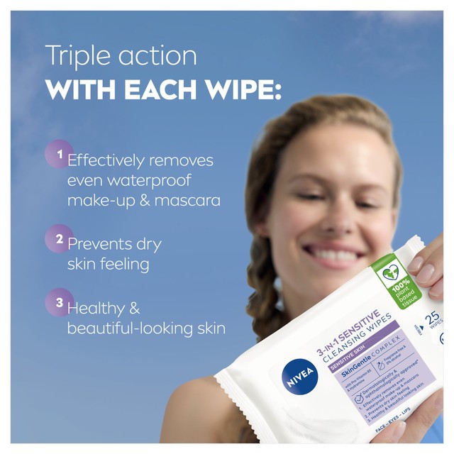 Nivea sensitive cleansing face wipes 25 pack, imported from the UK