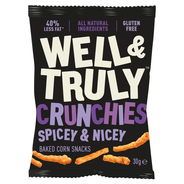 Well & Truly Spicey & Nicey Crunchies crisps 30g (British brand)