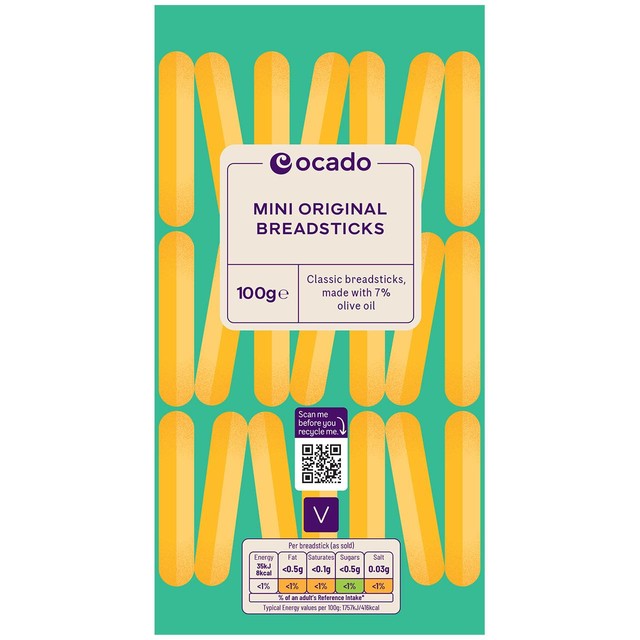 Ocado Original Mini Breadsticks 100g, imported from the UK