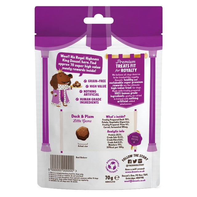 Denzel's duck and plum dog treats 70g - British product