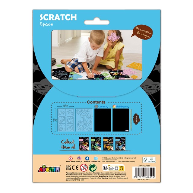 Avenir space scratch art kit for children, imported from the UK