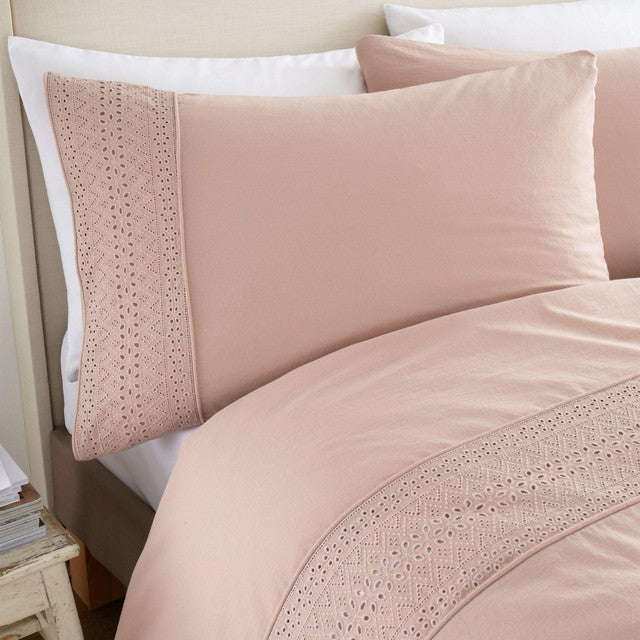 Catherine Lansfield Broderie Anglaise Single Duvet Set - British product