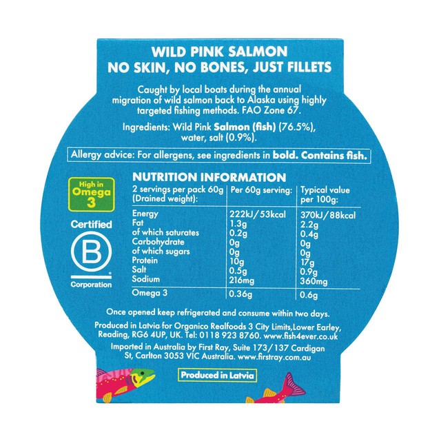 Fish 4 Ever wild Pacific pink salmon canned 170g - British product