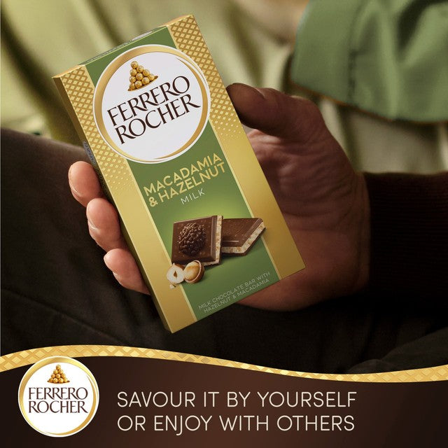 Ferrero Rocher milk chocolate with hazelnut and macadamia bar 90g - British product