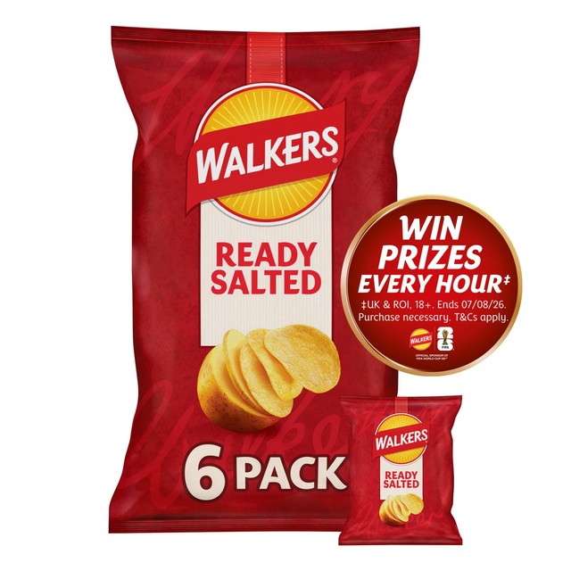 Walkers Ready Salted crisps 6 bags (British brand)