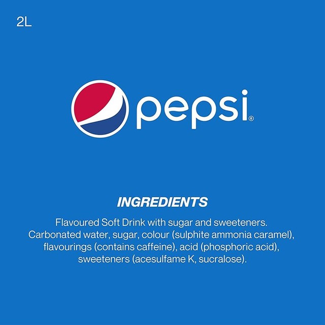 Pepsi Regular cola soft drink 2L, imported from the UK
