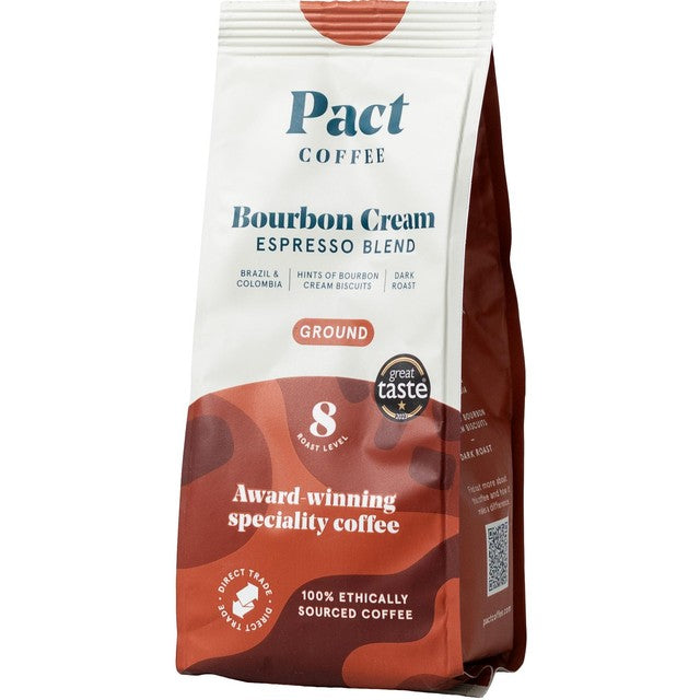 Pact Coffee Bourbon Cream Espresso Ground Coffee 200g, imported from the UK