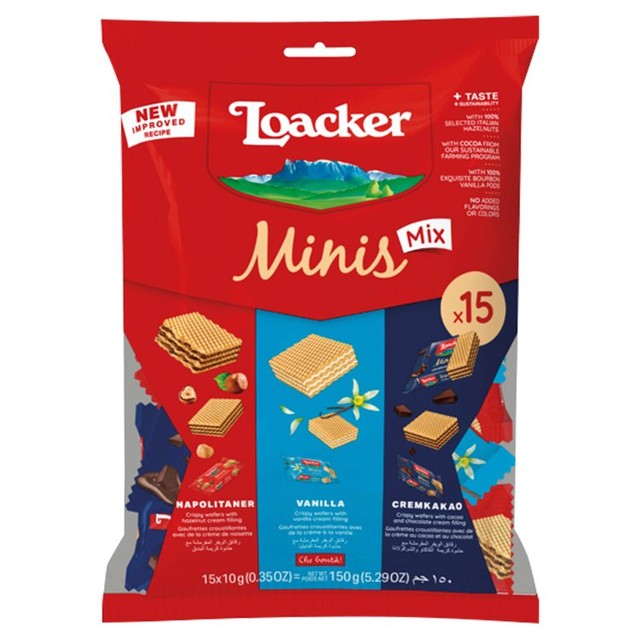 Loacker Classic Minis Mix Assorted Wafers 15x10g (British brand)