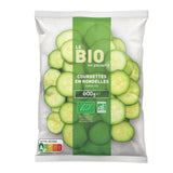 Picard frozen organic courgette slices 600g, imported from the UK