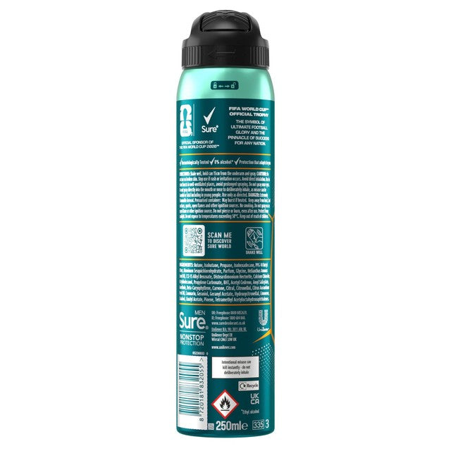 Sure Men antiperspirant deodorant Cobalt Dry aerosol, imported from the UK