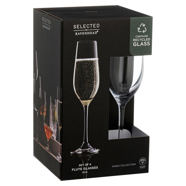 Ravenhead Kings Flute Glasses 20CL, imported from the UK