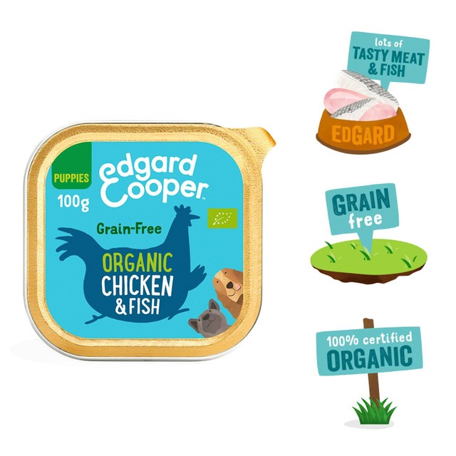 Edgard Cooper puppy wet dog food organic chicken fish - British product