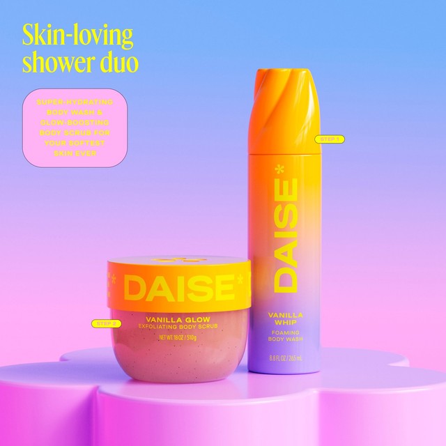 Daise exfoliating body scrub vanilla glow jar (British brand)