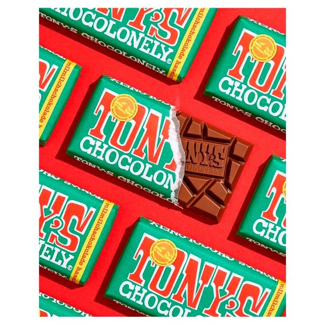 Tony's Chocolonely milk chocolate bar with hazelnuts 180g (British brand)