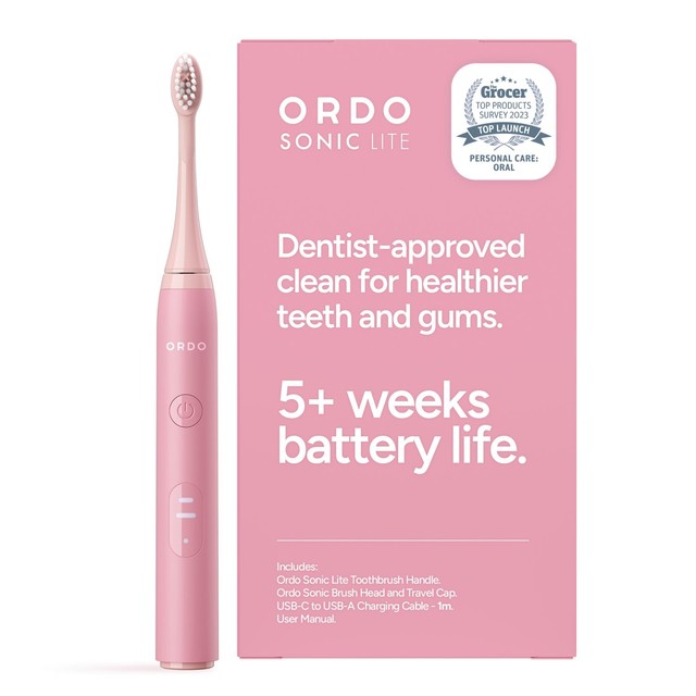 Ordo Sonic Lite Petal electric toothbrush, imported from the UK