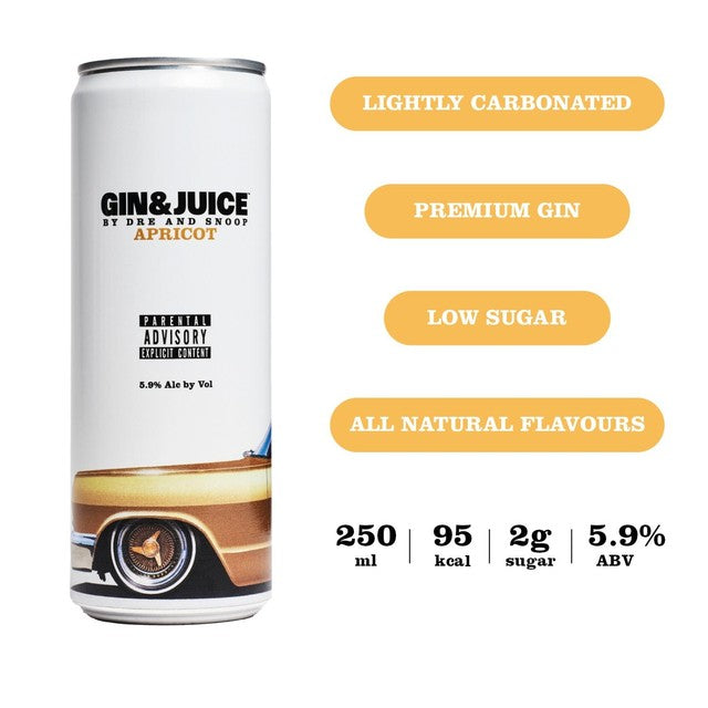 Gin & Juice Apricot canned cocktail 250ml, UK version