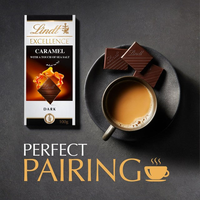 Lindt dark caramel sea salt chocolate bar 100g, UK version