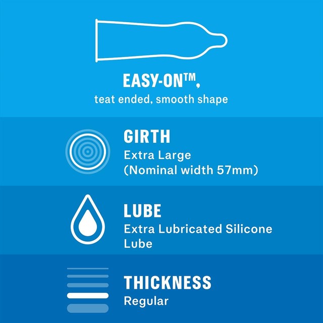 Durex XL condoms with extra silicone lube wide fit 12 pack - British product