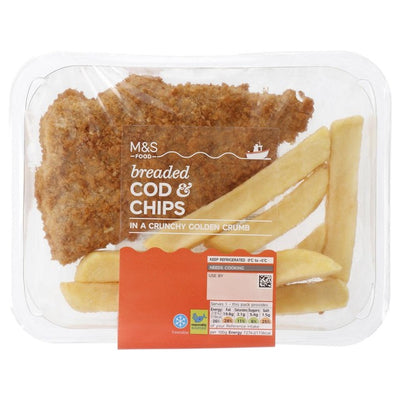 M&S M&S Panert Torsk & Chips Frossen Fiskemåltid 300g- Kjøp online hos McGrocer