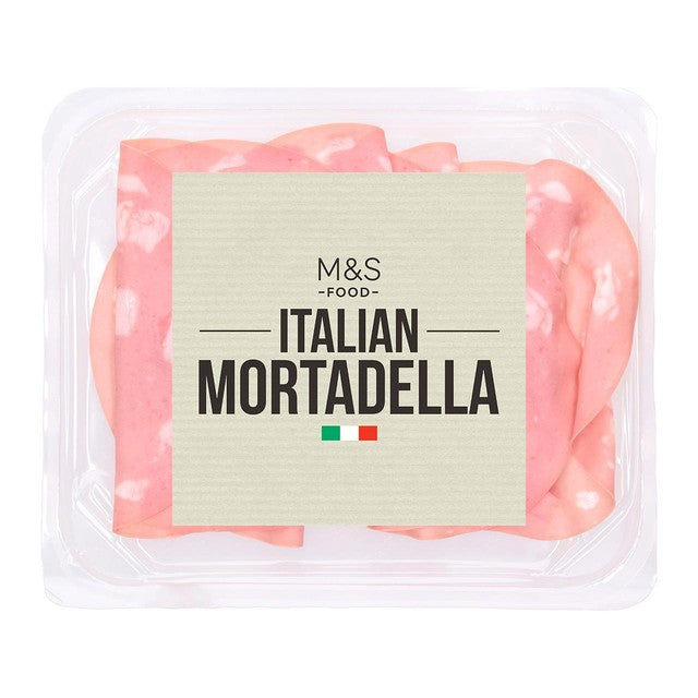 M&S Italian Cured Mortadella 107g, imported from the UK