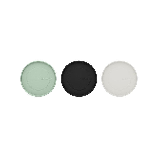 Brabantia glass jars in dark grey, light grey, jade green - British product