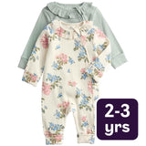 M&S floral frill collar sleepsuit ivory 2-3 Y, imported from the UK