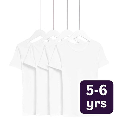 M&S M&S Kinder Unisex Kurzarm-Baumwollunterhemden Weiß 5-6 Jahre - Jetzt bei McGrocer online kaufen