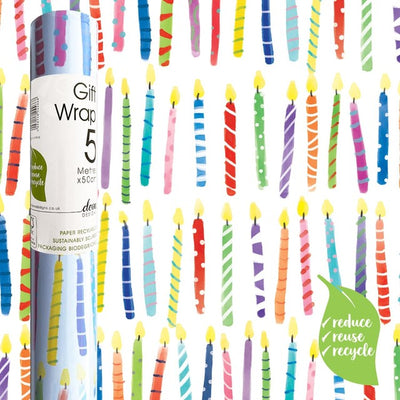 M&S Deva Designs Party Candles Gift Wrap Roll Birthday Wrapping Paper 5m- Buy online at McGrocer