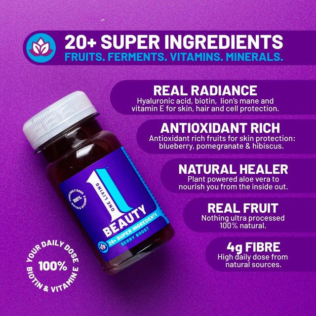 One Living Beauty Health Shot Mixed Berry 100ml, imported from the UK