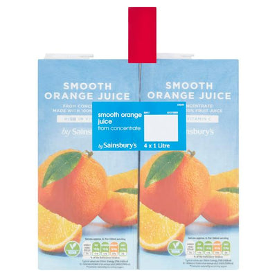 Sainsburys Sainsburys Pure Orange Juice 4x1L- Buy online at McGrocer
