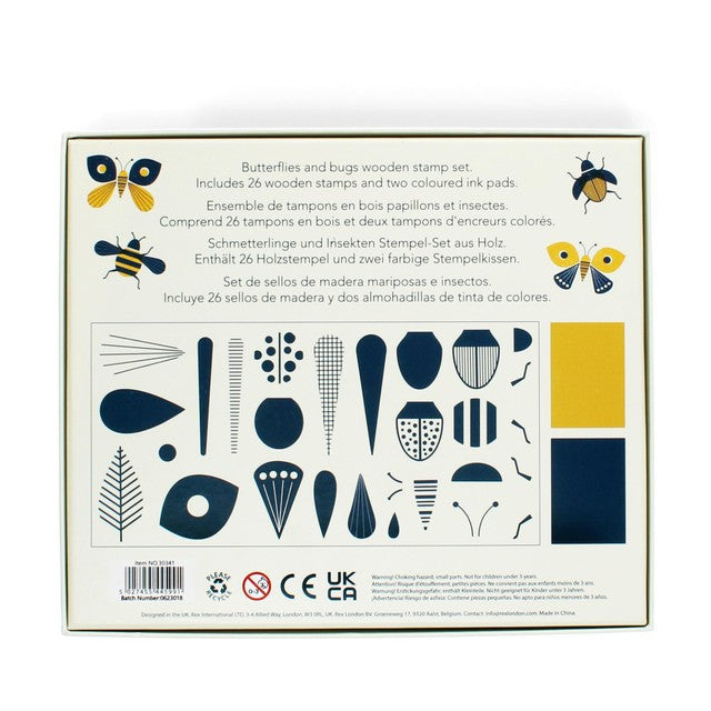 Rex London wooden butterflies and bugs stamp set, imported from the UK