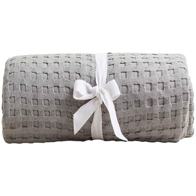 M&S Pure Cotton Large Waffle Throw Light Grey