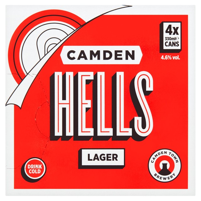 Camden Hells lager beer 4x330ml cans - British product