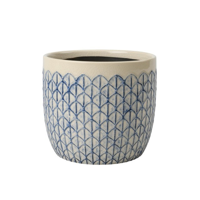 Burgon & Ball geometric indoor pot 18cm, creme geo pattern - British product