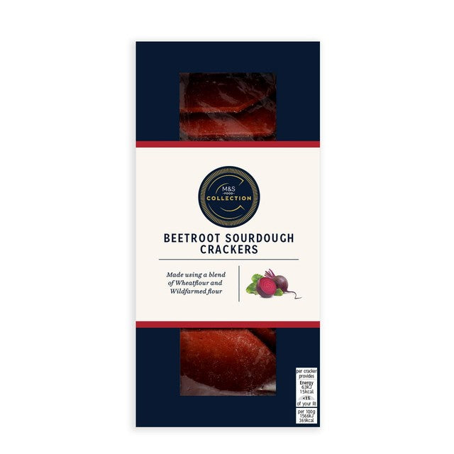 M&S beetroot sourdough crackers 130g, imported from the UK